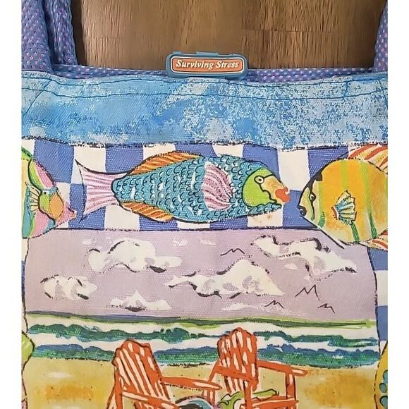 Vintage Ormsby Surviving Stress Canvas Tote Bag 17x12x7 GVC - Picture 10 of 14